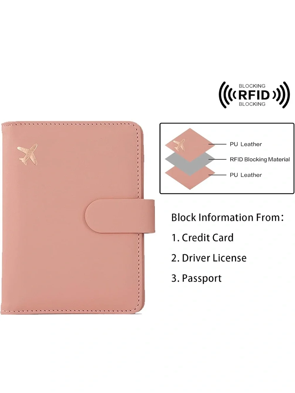 Travel Passport Holder & Card Wallet - Pink